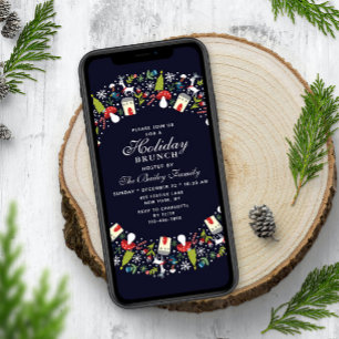 Woodland Christmas Wreath Christmas Brunch Invitation