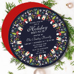 Woodland Christmas Wreath | Christmas Brunch Invitation<br><div class="desc">Woodland Christmas Wreath | Christmas Brunch Invitation features an elegant watercolor woodland floral wreath on a navy blue background. Inside the wreath add your personalized information for your Christmas Party Invitations. Simply edit the text in the text boxes provided. Designed for you by Evco Holidays www.zazzle.com/store/evcoholidays</div>