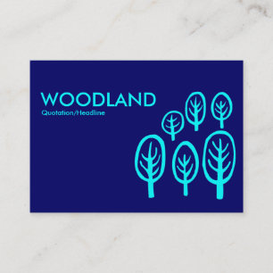 Woodland (Chubby) - Cyan on Dark Blue Business Card
