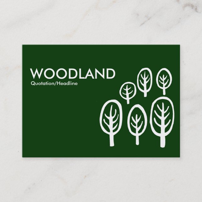 Woodland (Chubby) - White on Dark Green Business Card (Front)