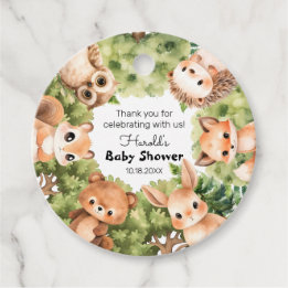Woodland Circle Forest Friends Baby Shower Favour Tags