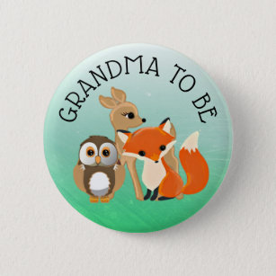 Woodland Creature Grandma to be Baby Shower Button