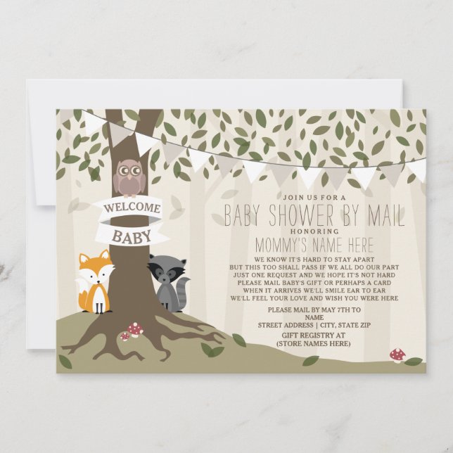 Woodland Creature Social Distance Baby Shower Invitation (Front)
