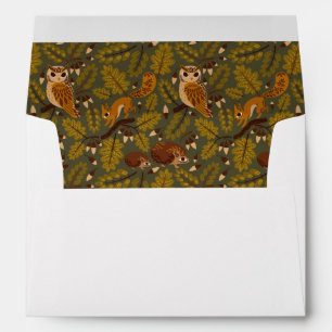 Woodland Creatures and Leaves Pattern Envelope
