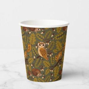 Woodland Creatures and Leaves Pattern Paper Cups