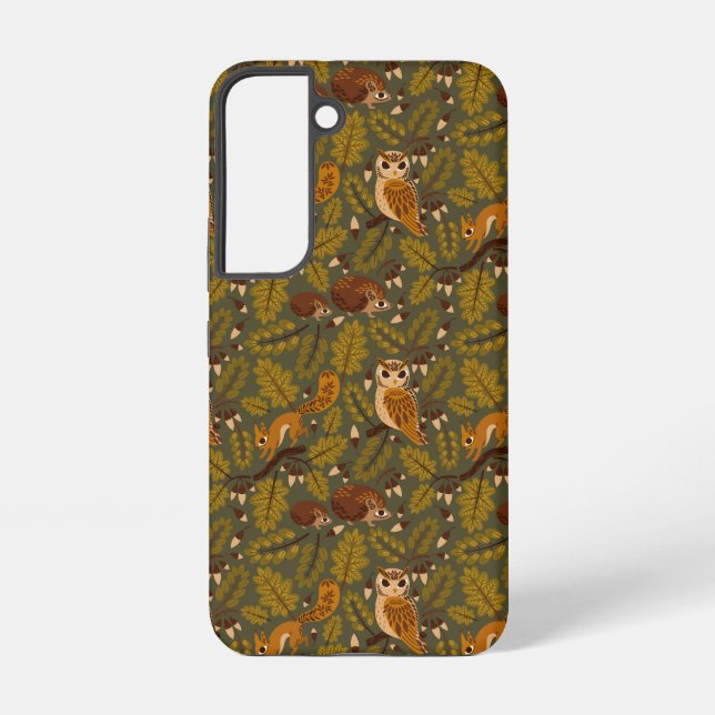 Woodland Creatures and Leaves Pattern Samsung Galaxy S22 Case (Back)