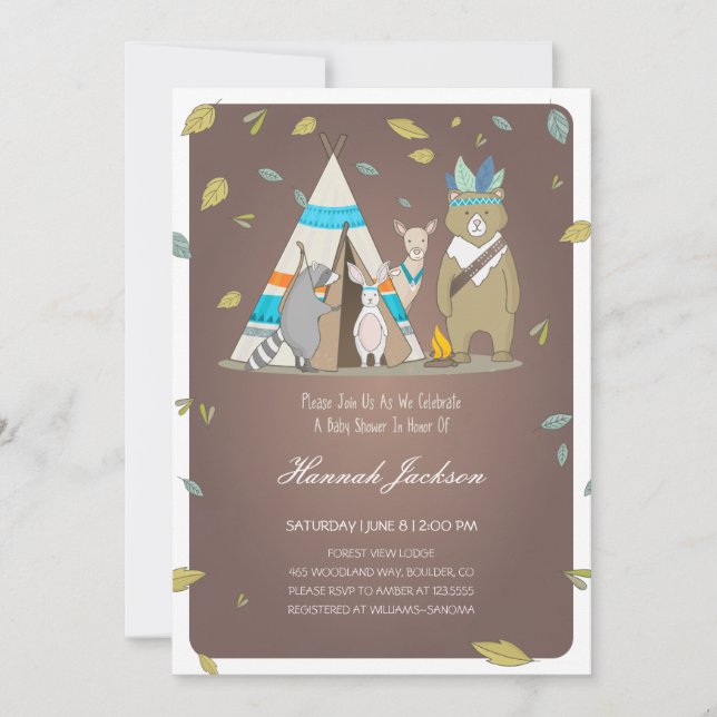 Woodland Créatures Baby shower Invitation (Devant)