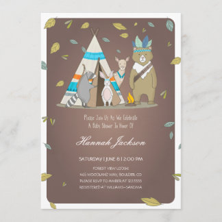 Woodland Créatures Baby shower Invitation