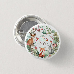 Woodland Creatures   Big Sister To Be Woodland 1 Inch Round Button