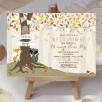 Woodland Creatures Fall Autumn Baby Shower - Boy