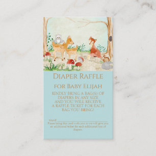 Woodland Creatures Fox Deer Diaper Raffle Boy Baby Business Card