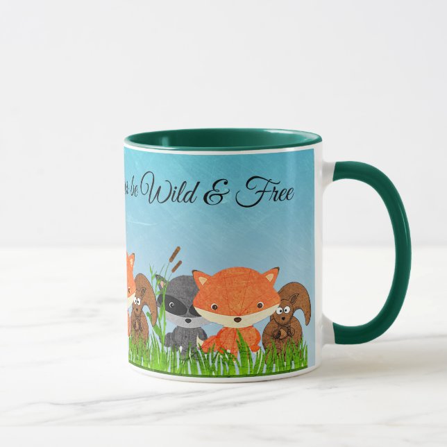 Woodland Creatures Fox Raccoon Squirrel Coffee Mug (Right)