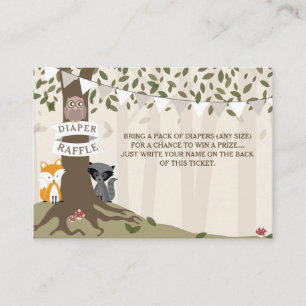 Woodland Creatures Neutral Diaper Raffle Enclosure Card