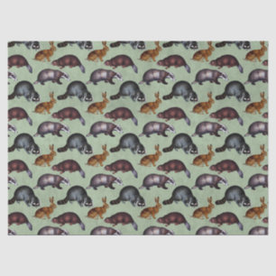 Woodland Creatures on Green Decoupage Tissue Paper