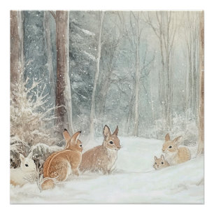 Woodland Creatures Rabbits Poster