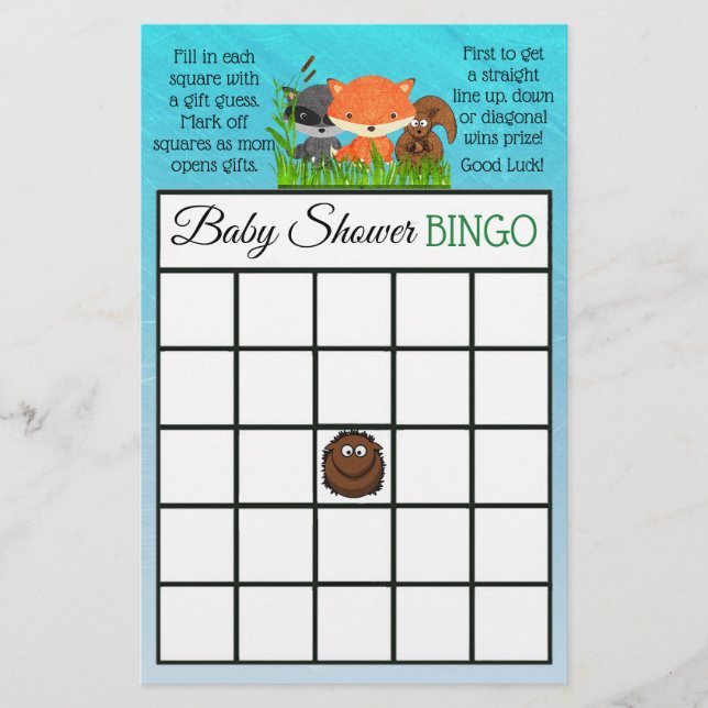 Woodland Creatures  themed baby shower games Flyer (Front)