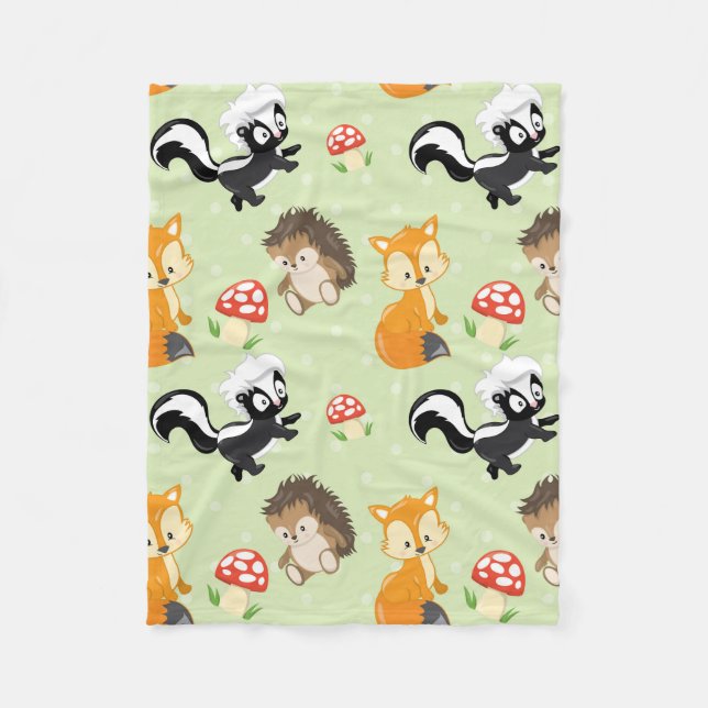 Woodland Creatures unisex baby fleece blanket (Front)