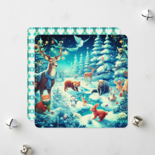 Woodland Critters in a Winter Wonderland Holiday Card
