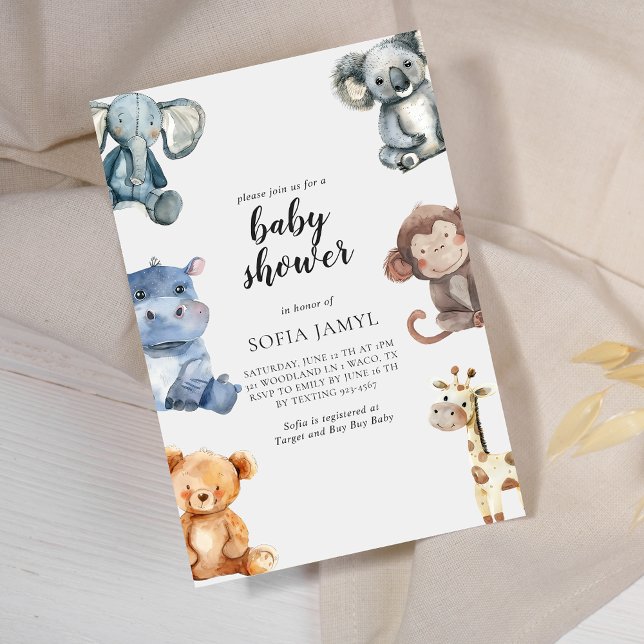 Woodland Cute Animal Frame Baby Shower Invitation (Creator Uploaded)