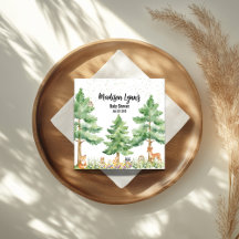 Woodland cute animals fox wild one baby shower 