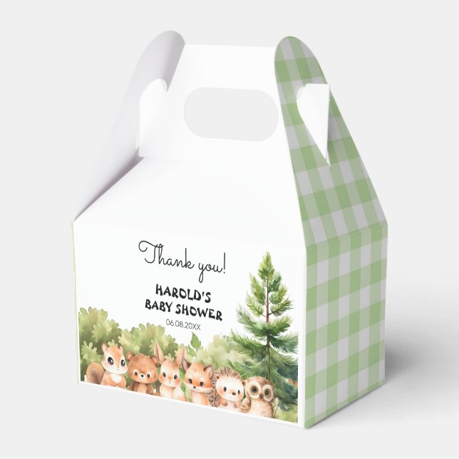 Woodland Cute Animals Rustic Baby Shower Favor Box (Front Side)