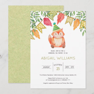 Woodland Cute Baby Fox Baby Shower Invitation