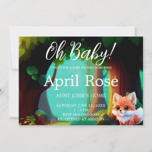 Woodland Cute baby fox baby shower Invitation