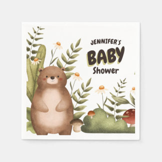 Woodland cute bear whimsical Napkin Baby Shower