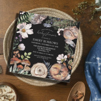 Woodland Cute Forest Animals Black Baby Shower