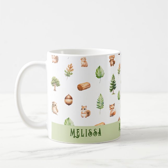 Woodland Cute Forest Animals Coffee Mug (Left)