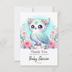 Woodland Cute Owl Baby Shower Thank You Card