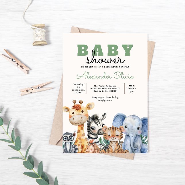 Woodland Cute Safari Baby Shower Invitation (Creator Uploaded)