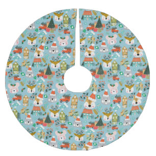 Woodland Cute Santa Animals    Brushed Polyester Tree Skirt
