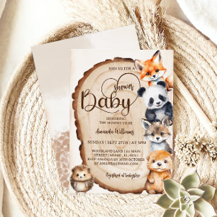 Woodland Cute Stuffed Animals Baby Shower  Invitation