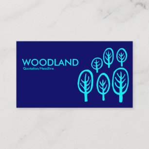 Woodland - Cyan Blue on Dark Blue Business Card