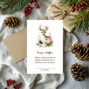 Woodland Deer Animal Baby Shower Diaper Raffle Enclosure Card