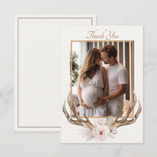 Woodland Deer Antlers Baby Shower Thank You Card –