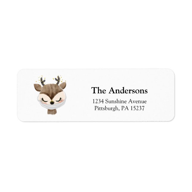 Woodland Deer avec masque Adresse de retour (Devant)