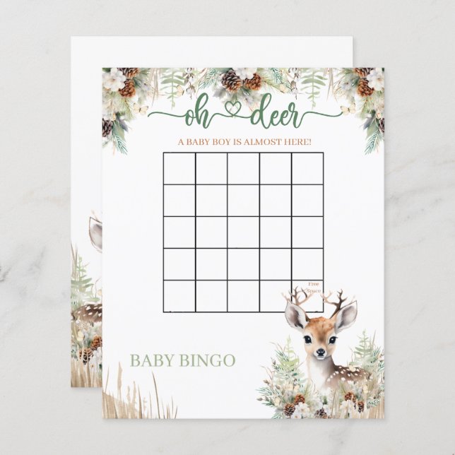 Woodland Deer Baby Shower Boy Game (Front/Back)