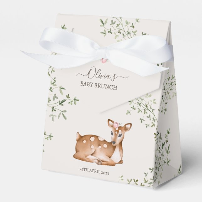 Woodland Deer Baby Shower Favor Box (Front Side)