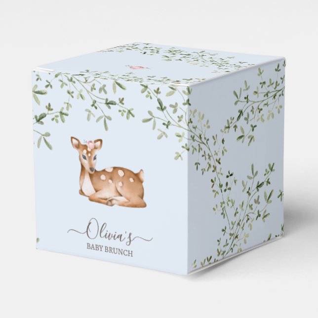 Woodland Deer Baby Shower Favor Box (Front Side)