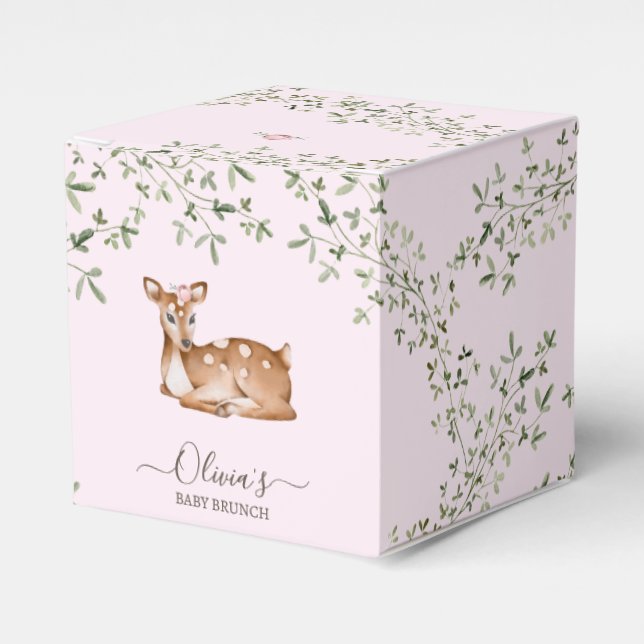 Woodland Deer Baby Shower Favor Box (Front Side)