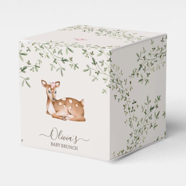 Woodland Deer Baby Shower Favor Box (Front Side)