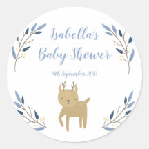 Woodland Deer Baby Shower Favour Sticker