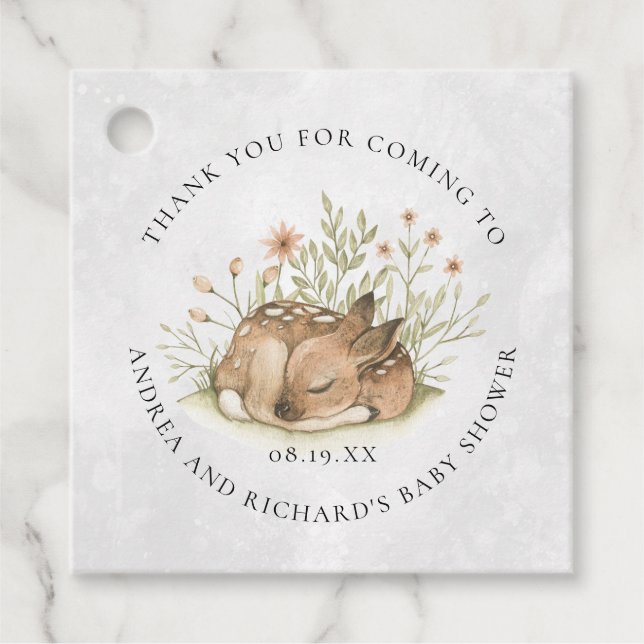 Woodland Deer | Baby Shower Favour Tag (Front)