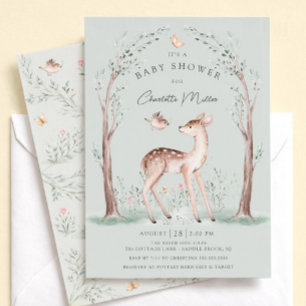 Woodland Deer Baby Shower Invitation