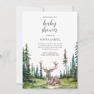 Woodland Deer Baby Shower Invitation