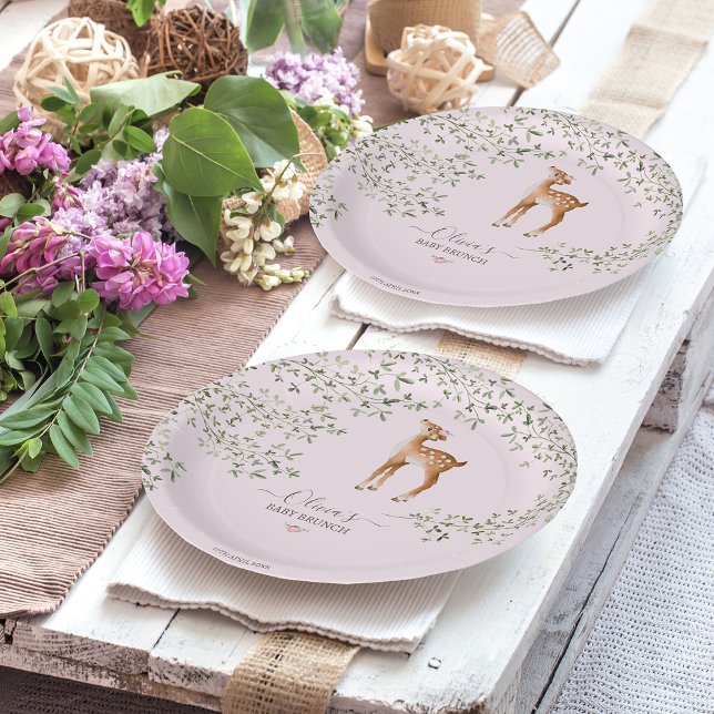Woodland Deer Baby Shower Paper Plate (Creator Uploaded)