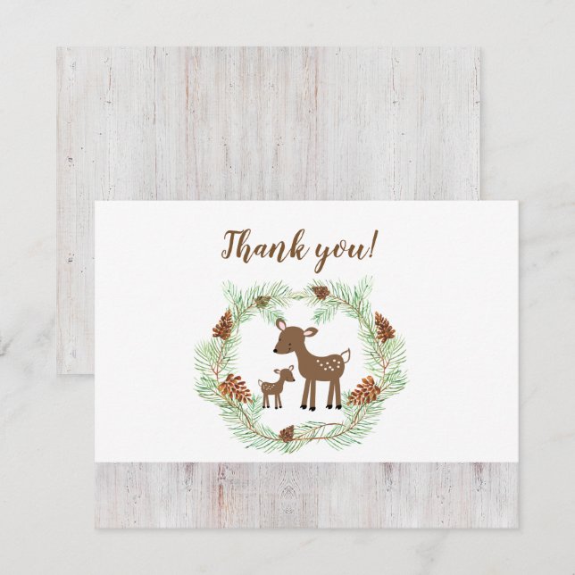 Woodland Deer Baby Shower Thank you notes Invitation (Front/Back)