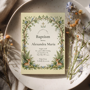 Woodland Deer Baptism Invitation
